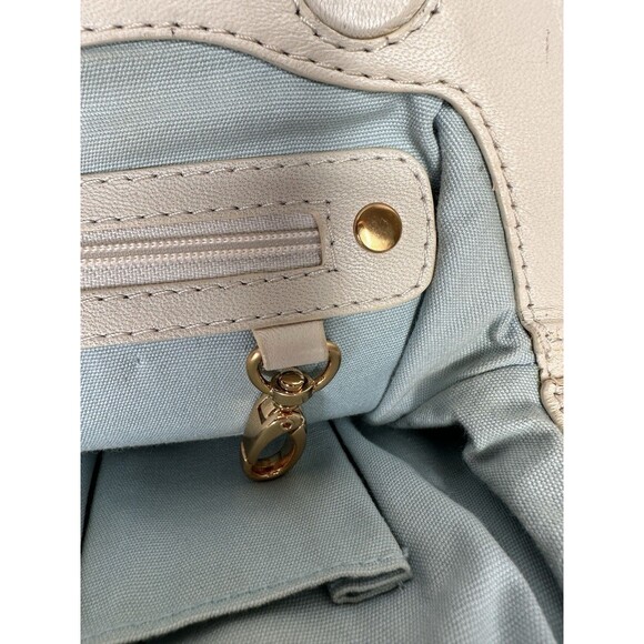 Rare Y2K Isabella Fiore  Leather Handbag Satchel Cream Ruffle Detail Gorgeous - Picture 13 of 14